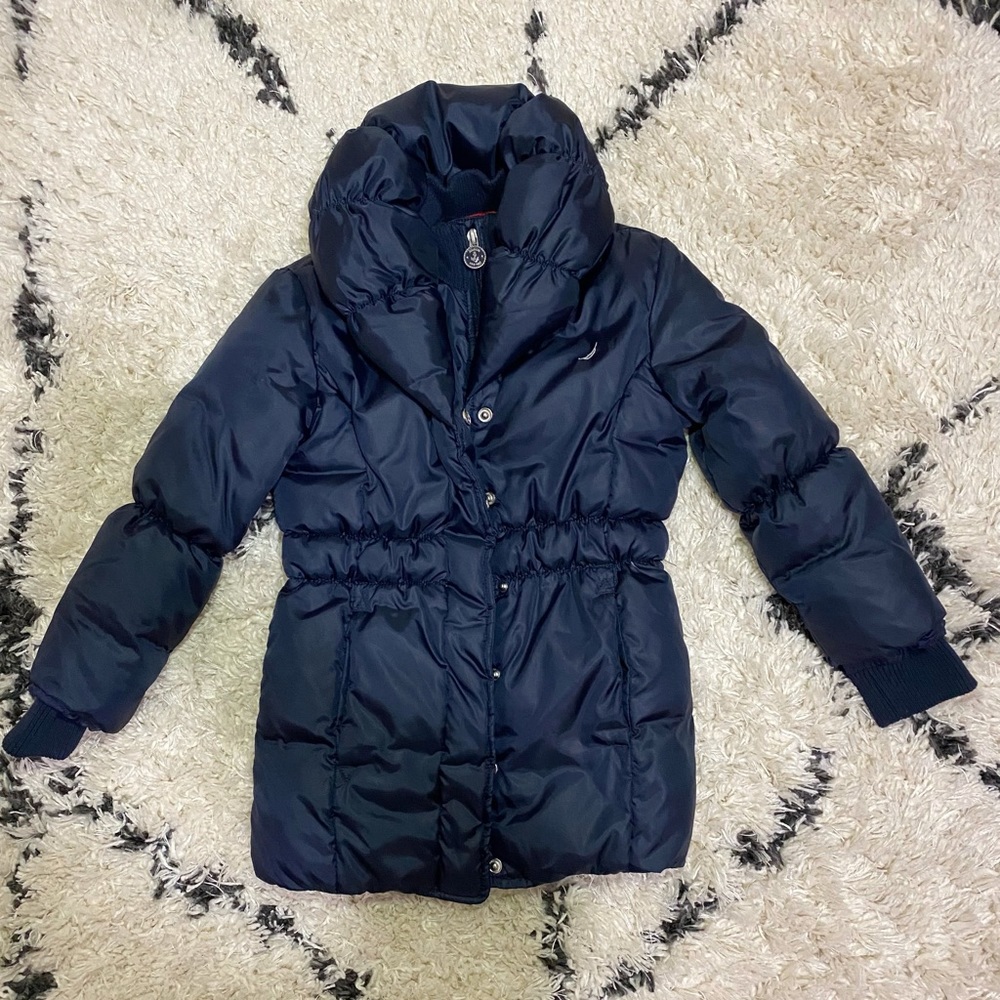 Kids Navy Blue Nautica Puffer Jacket with Pockets